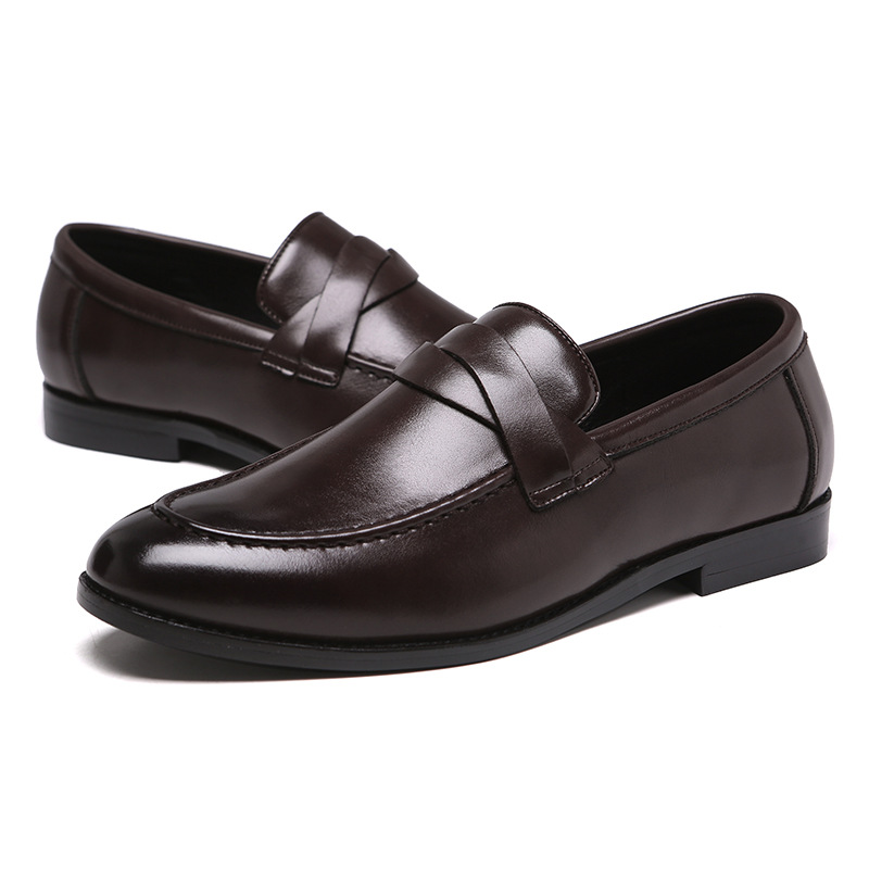 Young small leather shoes slip-on men's shoes casual shoes_voghion.com