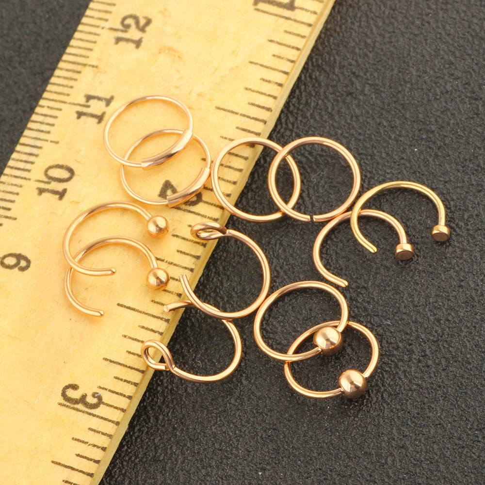 12-Pack Stainless Steel Nose Rings Nose Studs with Blessing Motif - Blue Geometric Earring Piercing Jewelry Set detail image 8