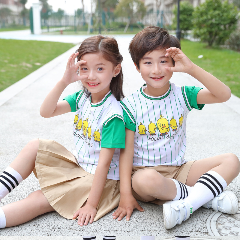 kindergarten Park service Summer wear British style children school uniform summer pure cotton suit Primary and secondary school students graduation Class clothes customized