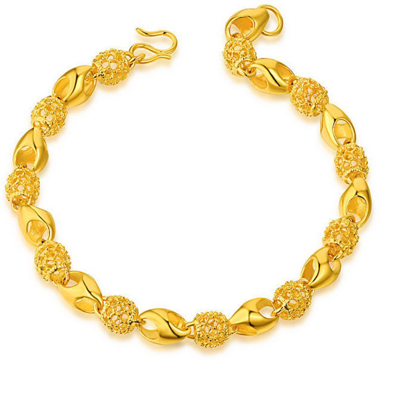 Venta al por mayor de Vietnam oro hueco exquisito pulsera Chapado en cobre 24K oro joyería de la mano de las mujeres transfronterizas accesorios calientes