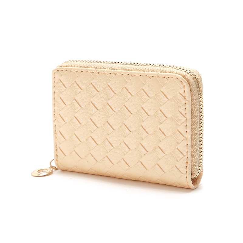 48g Weight Zipper Closure Type Pu Leather Material Solid Color Pattern Unisex Gender Grey, Rose Red, Purple, Blue, Gold, Silver, Black Color Nihaojewelry Wholesale Accessories Korean Woven Pattern Multi-position Card Bag 21