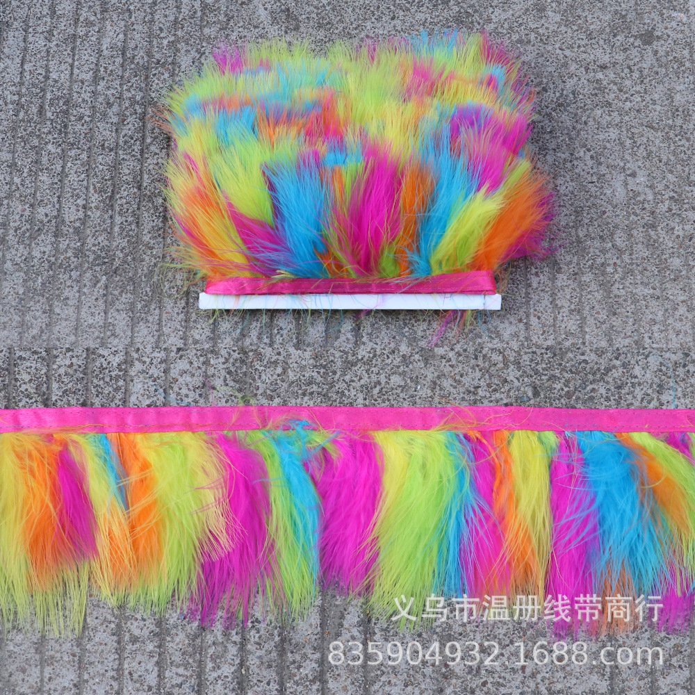 温册羽毛供应各色火鸡毛血管绒布边服装鞋帽线衣配羽毛咖啡色现货详情图8