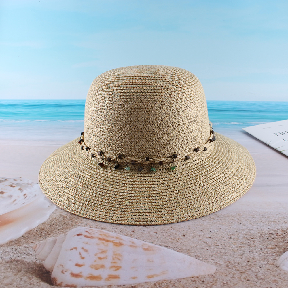 Verano estilo coreano moda paja cúpula pescador sombrero playa vacaciones sol protección sol sombra playa sombrero hembra paja sombrero personalización