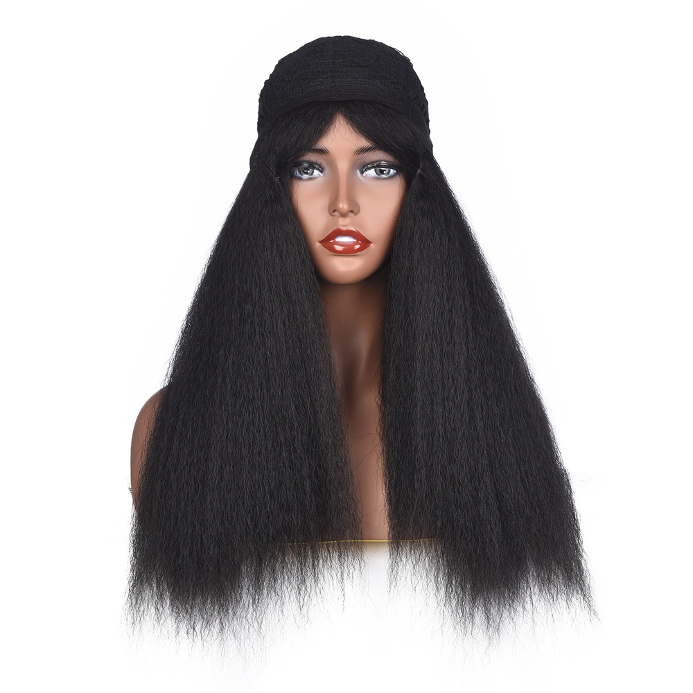 Syntetisk paryk silke fluffy eksplosiv lang krøllet let buet paryk pandebånd_voghion.com