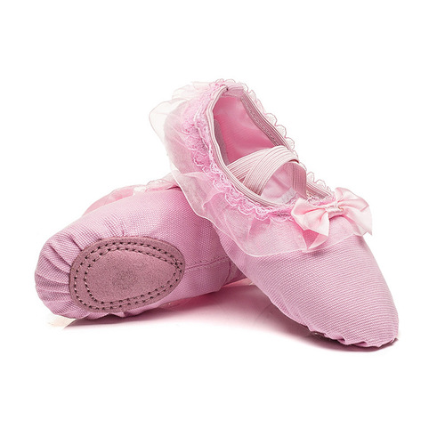 Manufacturer wholesale lace-free lace bow children's dance shoes soft sole practice performance ballet shoes for women