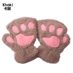 New Children's Mittens Autumn/Winter Cartoon Cat Paw Neck Hang Finger Mittens for Boys and Girls Outdoor Warm Mittens