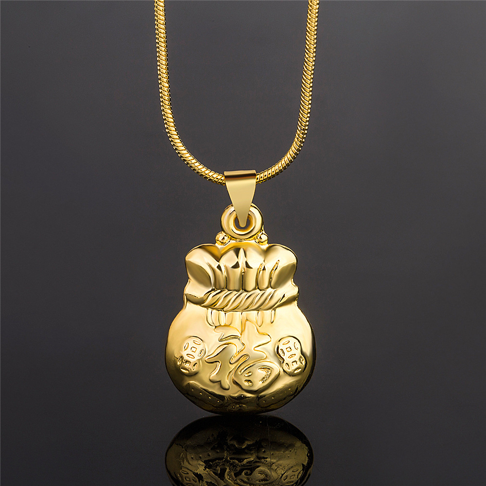 Euro coin gold solid blessing bag pendan...