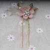 Set, Chinese hairpin, hairgrip, hair accessory for bride, flowered, Korean style