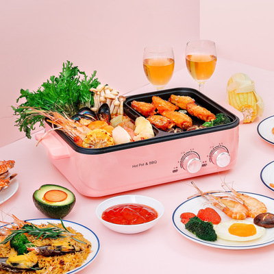 学生锅宿舍迷你烤涮一体锅涮多功能烤肉电煎机炉家用烤锅一件代发