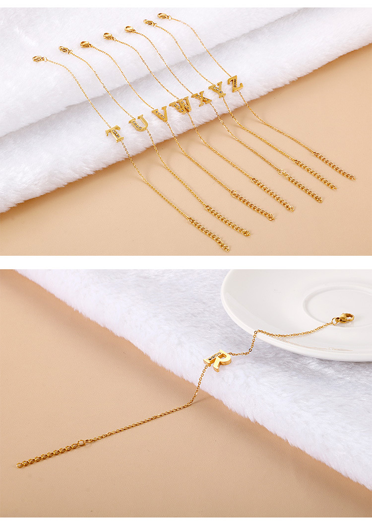 304 Stainless Steel Chain Material PVD Coated 18K Gold Plated Letter Titanium Steel Fashion Waterproof Non Tarnish Bracelets