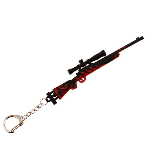 Peacekeeper Elite-themed keychain with AWMAKM98K weapon model pendant, featuring a new skin from the PUBG Mobile game—12cm in size.