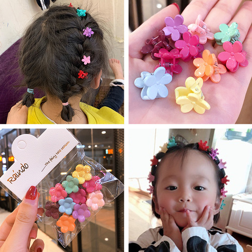 Children's small claw hair clip Korean girl hair pin princess clip baby flower hair claw forehead clip small disc hair accessory