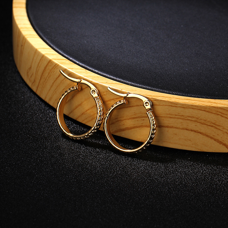 Titanium&Stainless Steel Fashion Geometric earring(Gold 2.0cm)Fine Jewelry NHIM1673-Gold-2.0cm