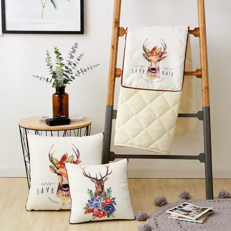 厂家直销竹节麻家居两用靠垫抱枕抱枕被批发一件代发