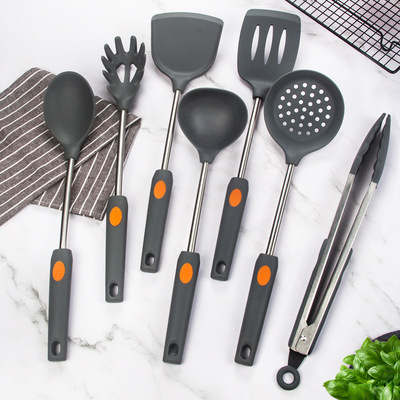 304不鏽鋼 耐高溫火紅點護鍋鏟子創意廚具百貨不粘鍋禮品矽膠鍋鏟