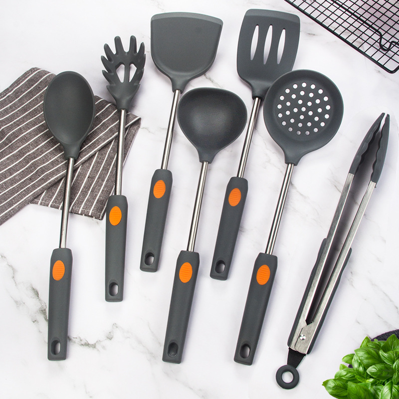 304不鏽鋼 耐高溫火紅點護鍋鏟子創意廚具百貨不粘鍋禮品矽膠鍋鏟