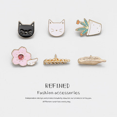 Elegant European and American fashion brooch, adorable cartoon cat leaves, fruit summer cream color series small brooch accessories