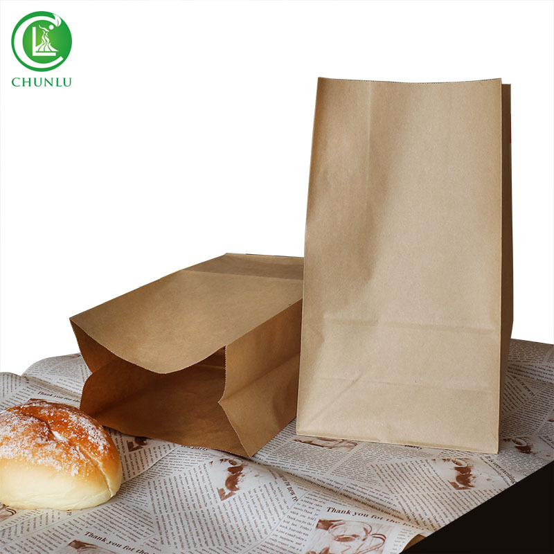 厂家现货牛皮纸袋 外卖打包方底袋 定制烘培面包防油纸袋定做LOGO