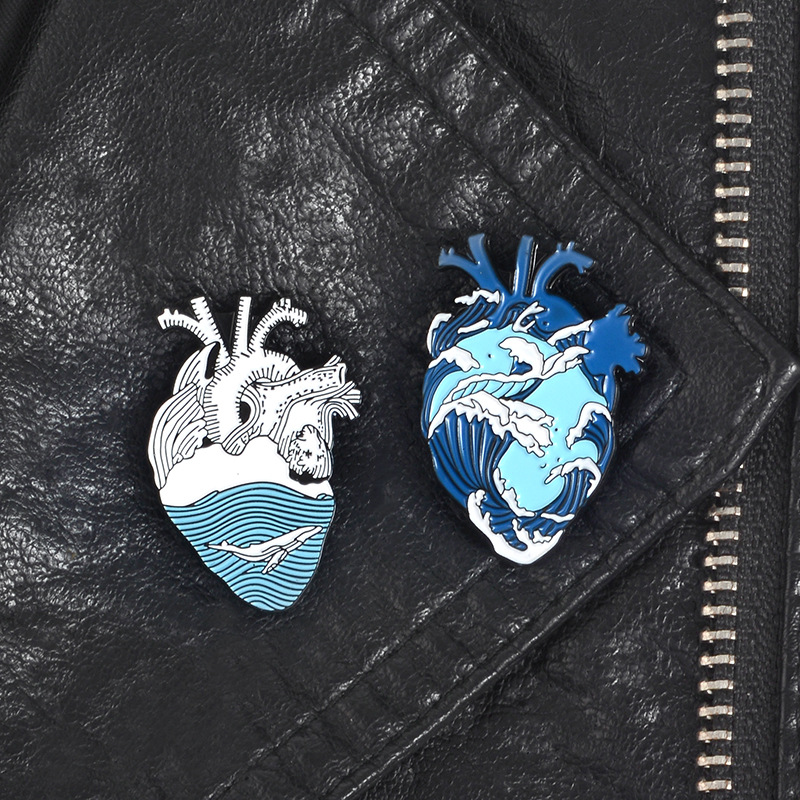 Original Design Ocean Heart Shape Alloy Enamel Unisex Brooches display picture 3