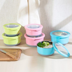 Teadme Round Stainless Steel Food Storage Container, Silicone Lunch Box Bento Box Refrigerator Fruit Storage Box, Factory Direct Sale