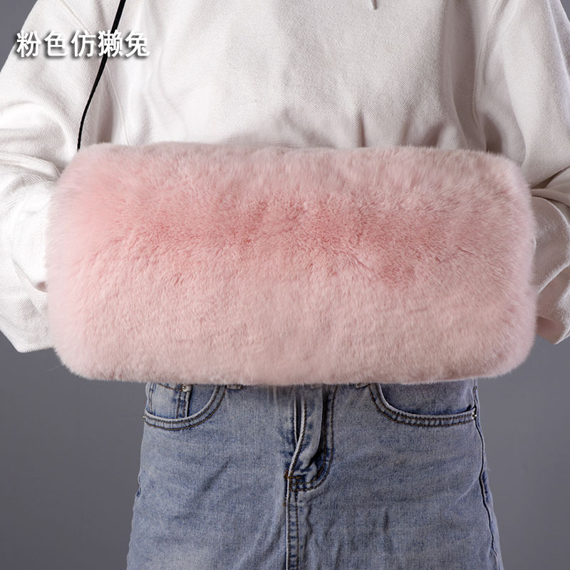 Imitación de piel de zorro protector de mano invierno engrosada mano más caliente de la mano manga de felpa almohada mano más caliente calentador de la mano