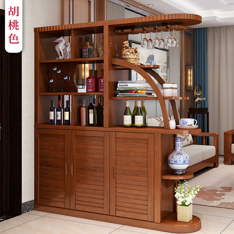 客厅入户玄关柜隔断现代简约白色新中式实木间厅柜酒柜餐边屏风柜|ms