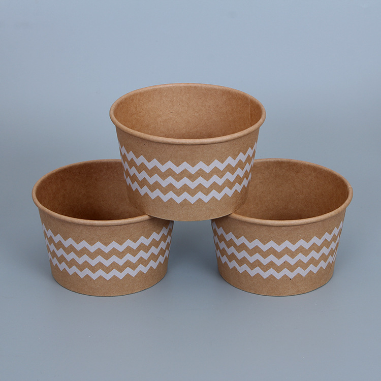 一次性牛皮纸杯生产订做打包盒汤杯汤碗批发外带纸碗外卖定制logo|ms