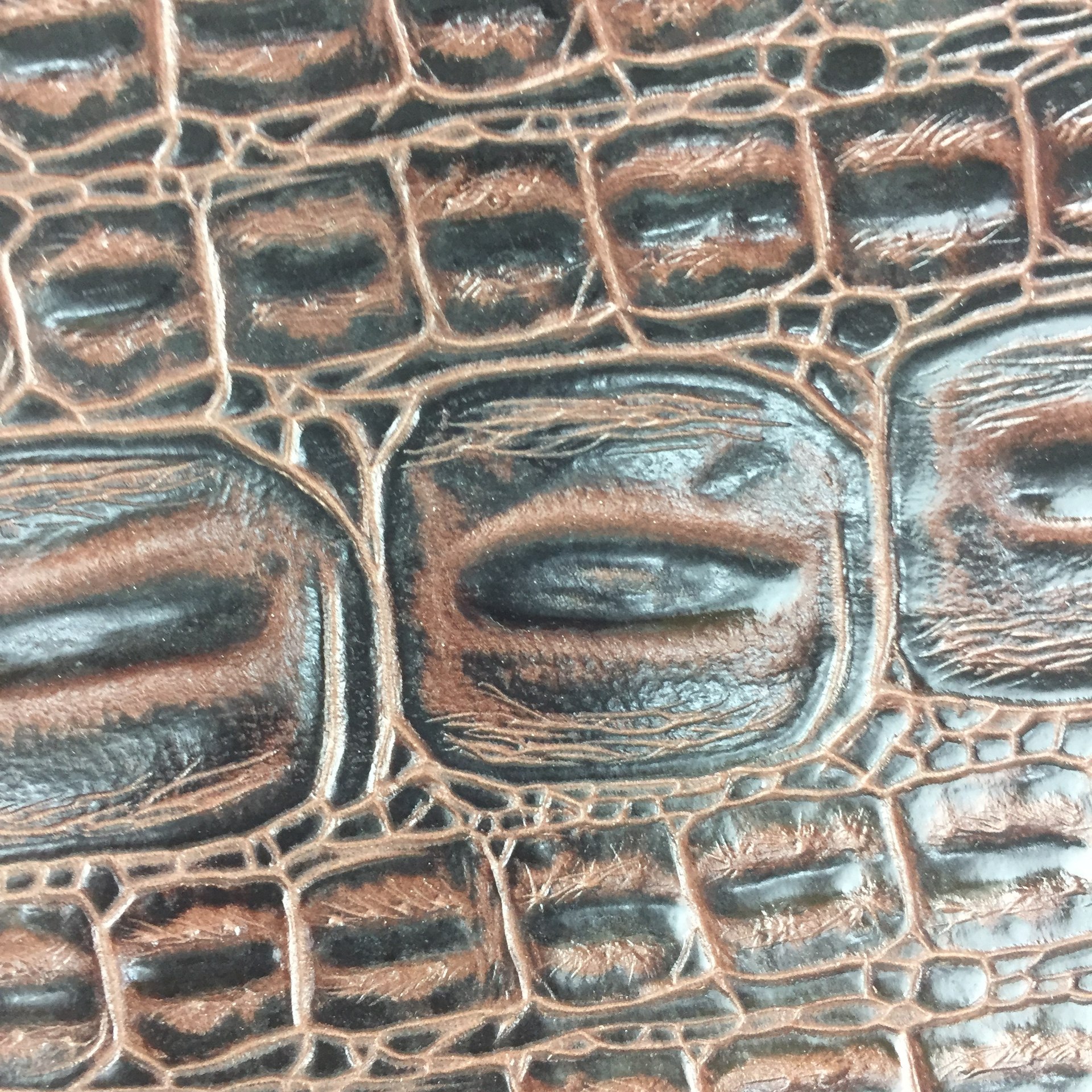 【彩鸿】 真皮头层大鳄鱼背点纹压花全粒面油腊水染牛皮