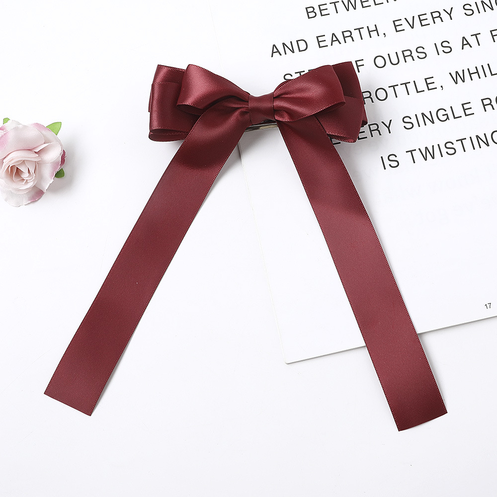 New Fashion Satin Double Sided Ribbon Ribbon Bow Hair Clip Solid Color Cheap Long Ribbon Wholesale display picture 5
