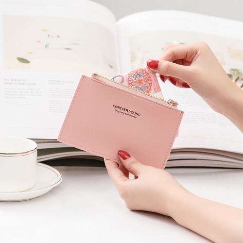 Women's Short Wallet  New Korean Style Simple Thin Minimalist Zipper Coin Purse for Women Card Holder Portable Factory