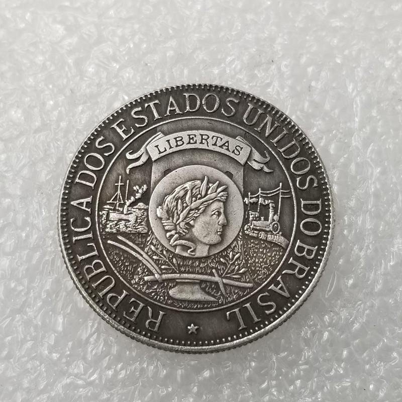Antique Crafts 1900 Brass Material Brazil 1000 Brass Plated Silver to Do the Old Silver Dollar Wholesale # 1819