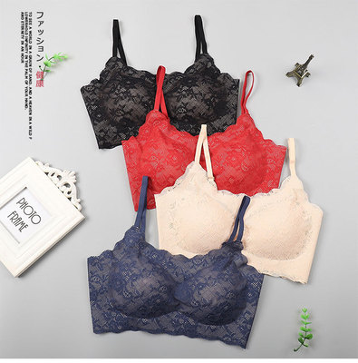 新款蕾丝按摩防下垂文胸吊带款无钢圈聚拢女士内衣舒适健康批发|ms