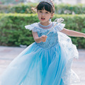 童装新款冰雪奇缘女童连衣裙艾莎安娜公主裙万圣节演出服一件代发