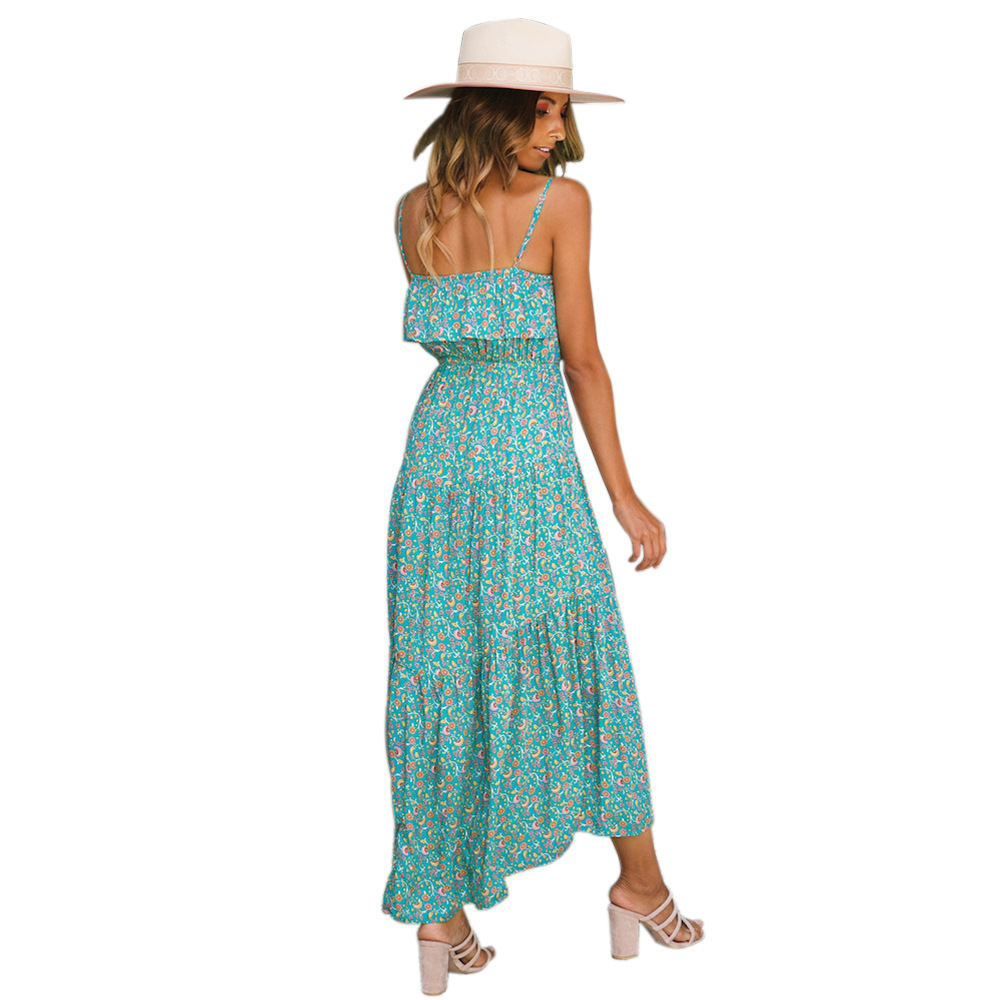 Vestido estampado bohemio con volantes y volantes grandes NSYD6027