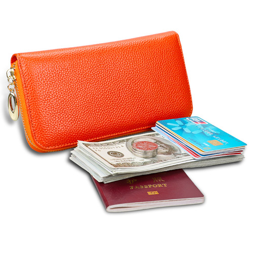 Manufacturer wholesale RFID2018 new women's genuine leather clutch multifunctional large capacity long zipper wallet