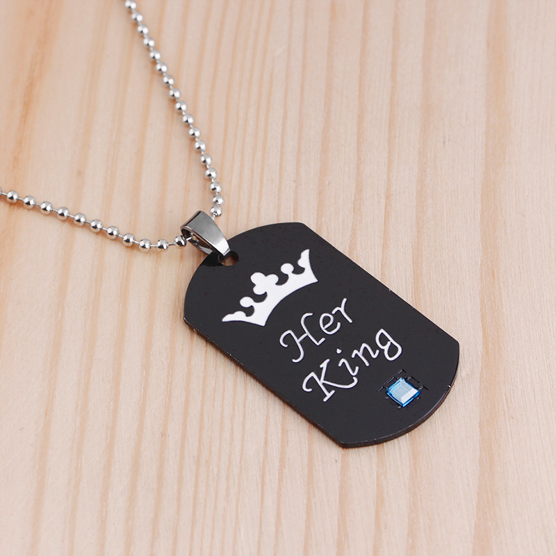 Hot Sale New Fashion Couple Crown Lettering Necklace Keychain Wholesale display picture 11