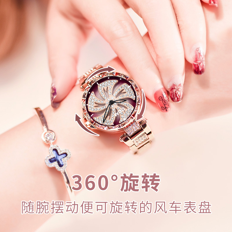 抖音法国小众气质手表女2019年新款时来运转学生防水星空ins风|ru