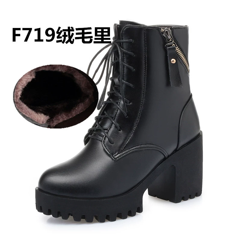 Low winter boots Martens, genuine leather, plush or wool lining, sizes 34–42