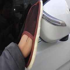 Single-Sided Japanese Wash Car Glove, Wool Fleece Wash Car Glove, Furniture Polish Wax Cleaning Bear Paws