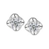 Silver lucky clover, earrings, fashionable accessory for elementary school students, Korean style, simple and elegant design, four-leaf clover