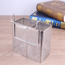 不銹鋼無磁筷子筒 方形雙格筷子筒 瀝水架 酒店用品批發