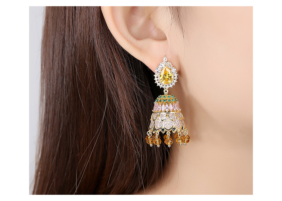 Stud Earrings Vintage Pop Style Bell Women's Cubic Zircon Earrings Gift display picture 3