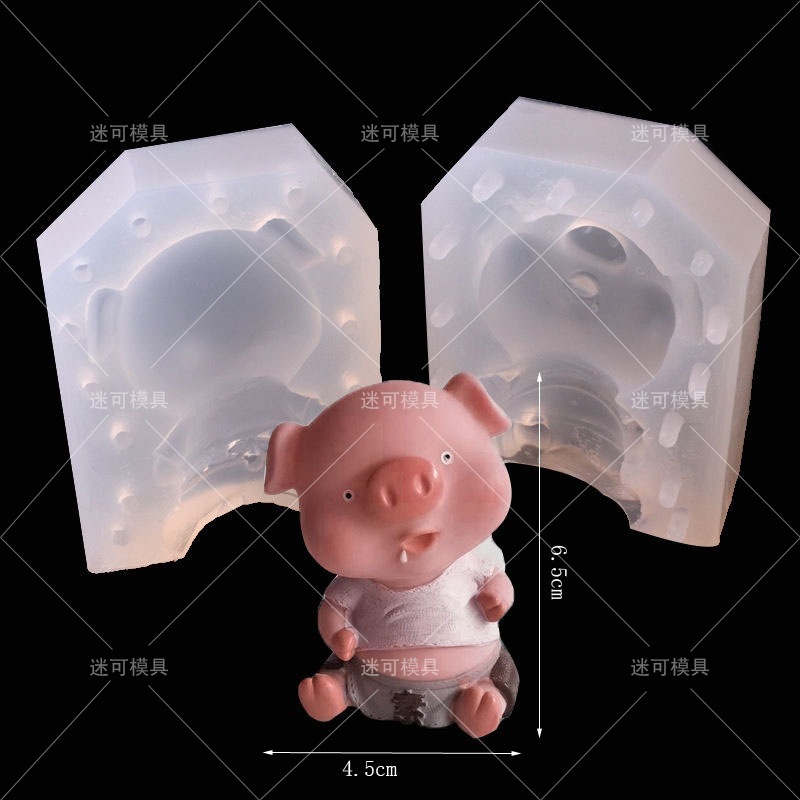 3D mousse molde de pastel de cerdo helado desdentado cerdo fondant molde de silicona olla caliente molde de base de aceite rojo