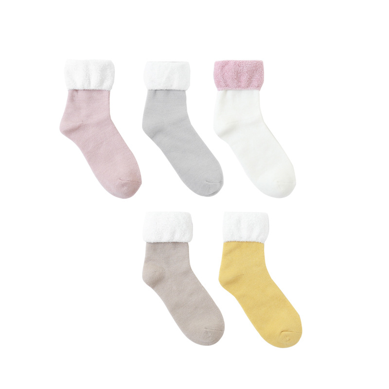 2019 hilo de plumas de invierno boca suelta engrosada caliente mujeres embarazadas calcetines de confinamiento de maternidad algodón peinado Terry calcetines de mujer forrados de lana