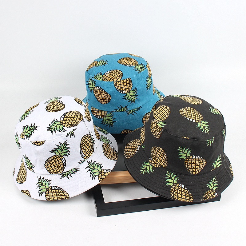 2020 Women Cotton Bucket Hat Pineapple Boonie Hunting Summer Fishing