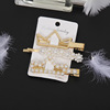 South Korean brand goods, metal hairgrip from pearl, set, hairpins, cute hair accessory, 3 piece set, wholesale