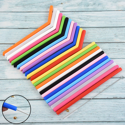 厂家批发硅胶吸管可常规色大号果汁奶茶饮料折叠直管弯管批发|ru