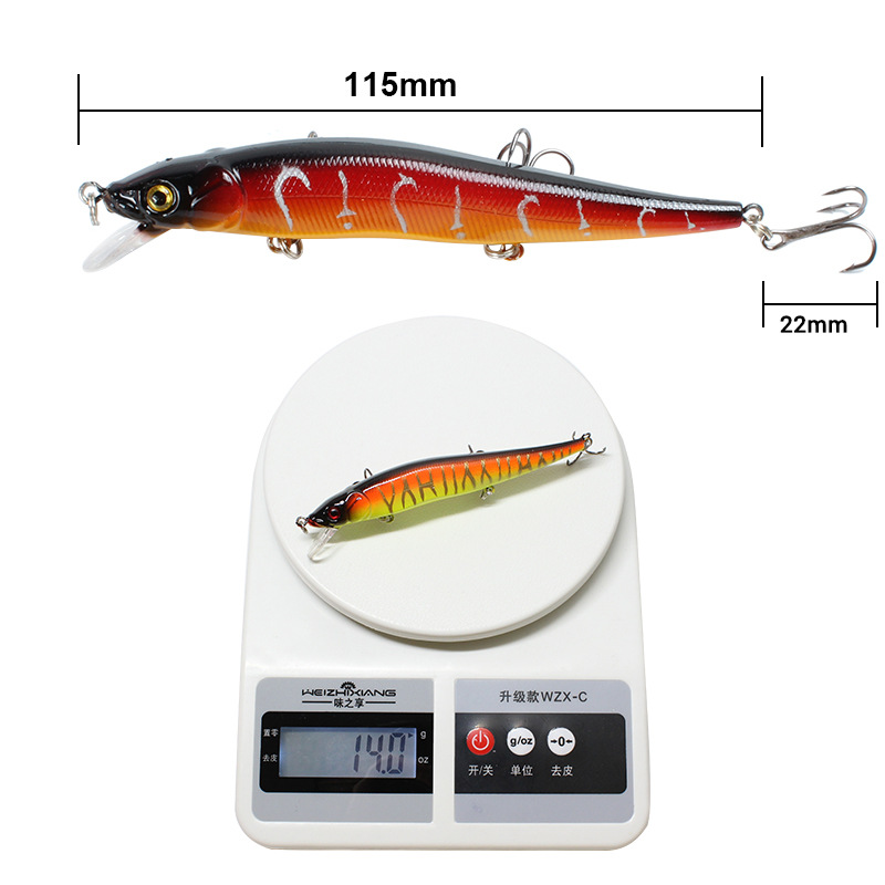 Sinking Minnow Fishing Lures 115mm14g Hard Plastic Baits Fresh Water Bass Swimbait Tackle Gear