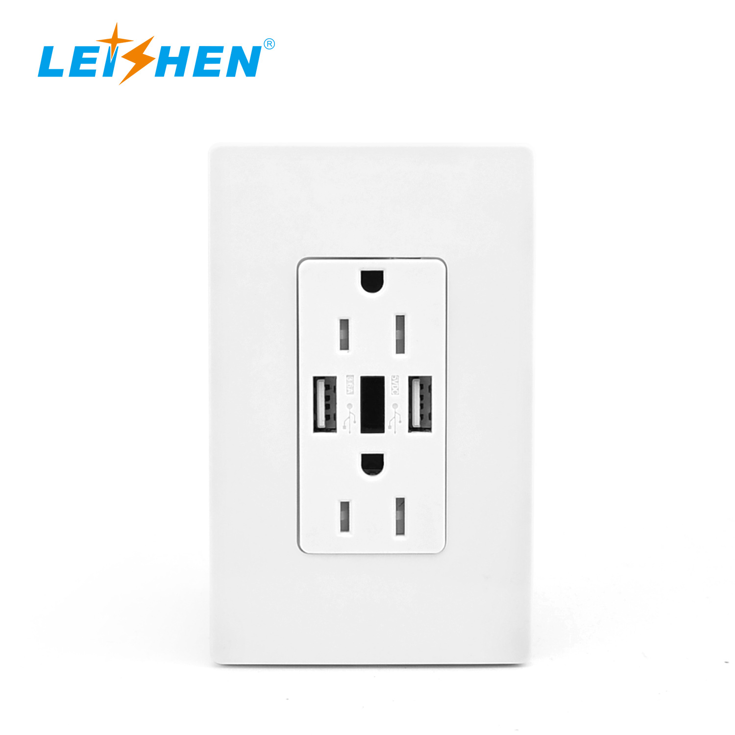 厂家美规插座带双USB美标墙壁