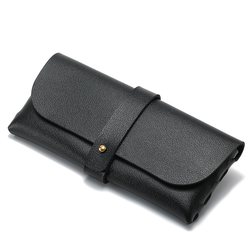 Wholesale Glasses Box Wallet Mirror Box Leather Button Strap Varied Soft Bag Box Retro Portable Sunglasses Box